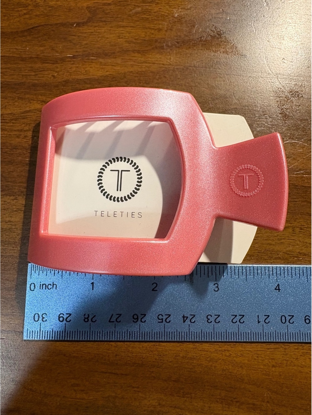 TELETIES Large Flat Square Hair Clip Pearly Pink Shimmer Lay Flat Claw Clip NWT